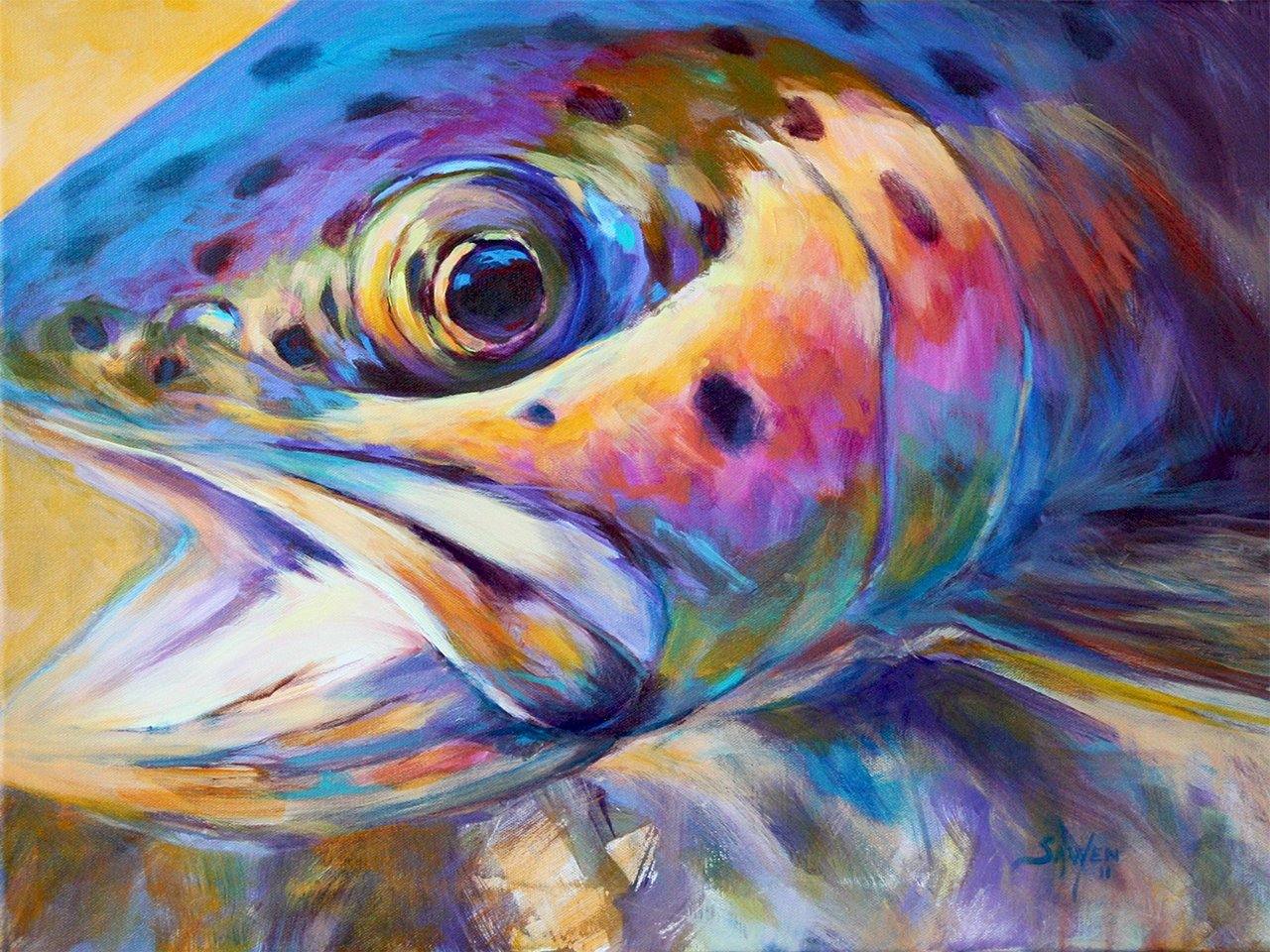 Face of A Rainbow Trout Art