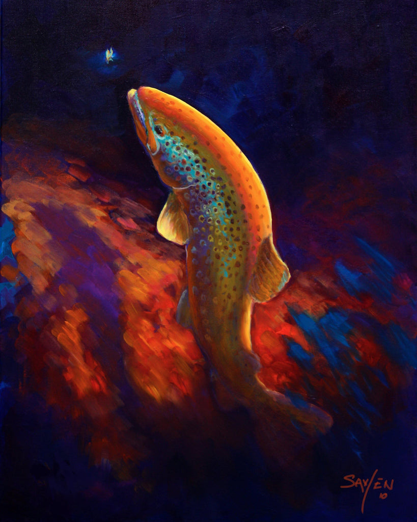 Rising Brown Trout Art