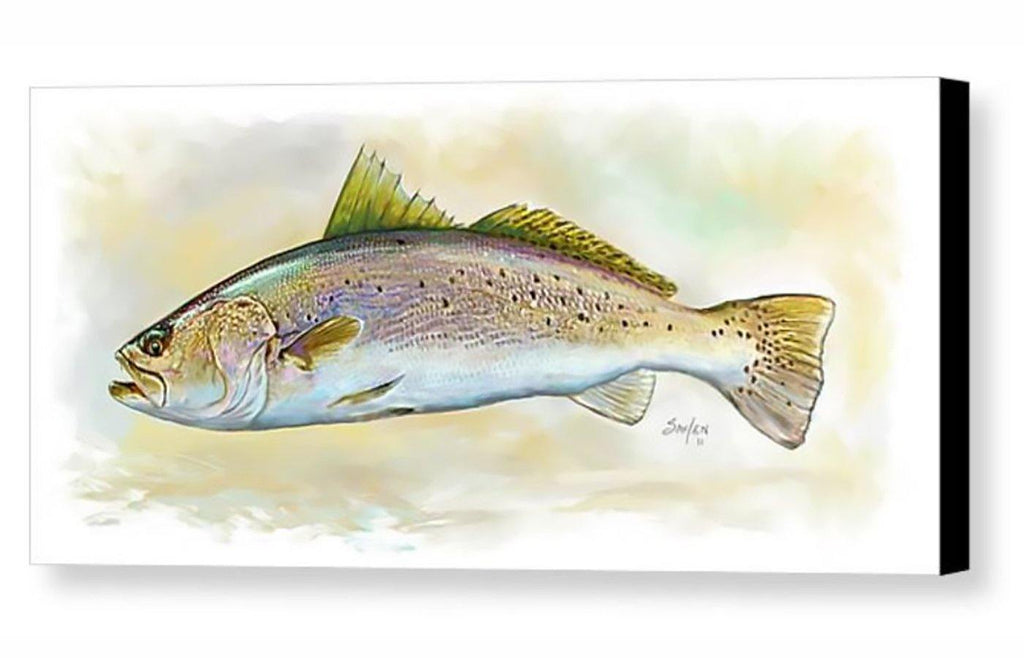 Speckled Trout Color Splash Giclee | Inshore Saltwater Fishing Art Prints |  Artwork Print | Spotted Seatrout Fine Art