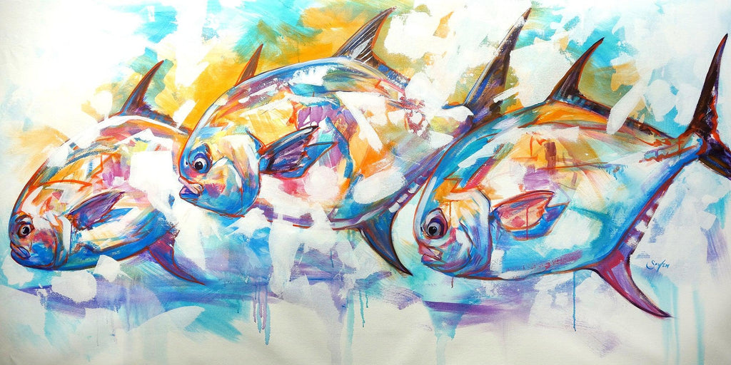 "Usual Suspects" Permit Fish Expressionist Art