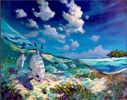  Two Saltwater Fishing Wall Art Prints Bonefish on the fly and  Tarpon on the Coral Hand Signed by Fishing Artist Jack Tarpon-Fly Fishing  Gift Idea for Him Her, Fishing Painting 12x16